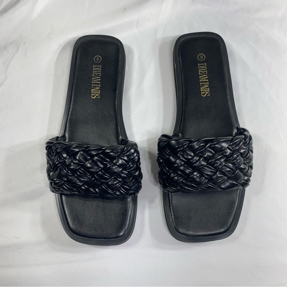 Dream Pairs Women’s Braided Strap Square Toe Open Toe Slide - Picture 6 of 6